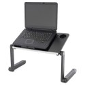 Stolik na laptopa z wentylatorem USB - srebrny czarny