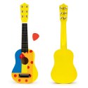 Gitara dla dzieci drewniana metalowe struny kostka- żółta