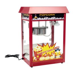 Barowa maszyna do popcornu z czerwonym daszkiem