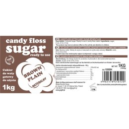 Kolorowy cukier do waty cukrowej brązowy naturalny smak waty cukrowej 1kg