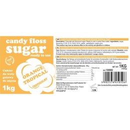 Kolorowy cukier do waty cukrowej pomarańczowy o smaku owoców tropikalnych 1kg