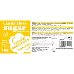 Kolorowy cukier do waty cukrowej żółty o smaku gumy balonowej 1kg