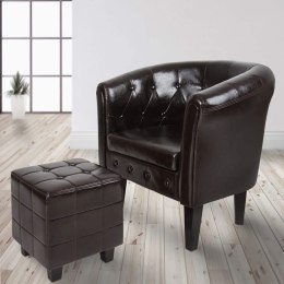 Krzesło ze stołkiem Chesterfield, brązowym