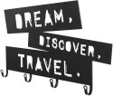 Wieszak ścienny z czterema haczykami Dream, Discover, Travel