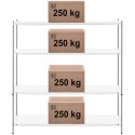 Regał magazynowy ażurowy 4 półki + 4 maty do 1 t 1000 kg 180x60x180 cm