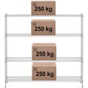 Regał magazynowy chromowany 4 półki ażurowe do 1 t 1000 kg 180x45x180 cm