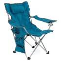 Krzesło kempingowe ze zdejmowanym podnóżkiem, niebieskie