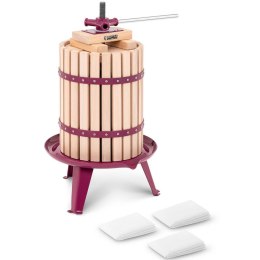 Prasa do wyciskania wina soku z owoców ręczna drewniana + 3 worki filtracyjne 18L