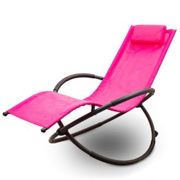 Relaksacyjny leżak fotel ogrodowy bujany Różowy