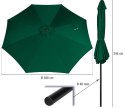 Parasol targowy STILIST Ø 3 m, 180 g/m2, czerwony + pokrowie