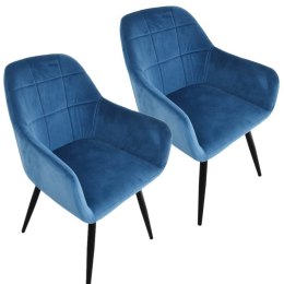 Krzesło welurowe tapicerowane 2 sztuki niebieski