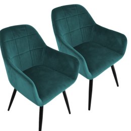 Krzesło welurowe tapicerowane 2 sztuki zielony