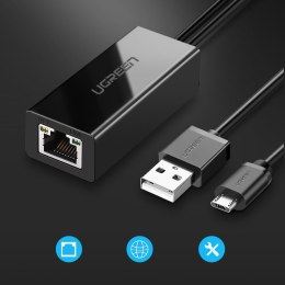 Zewnętrzna karta sieciowa LAN micro USB 100Mbps do Chromecast 1m czarny