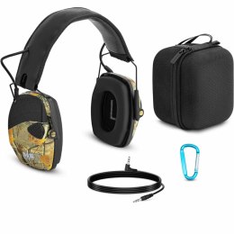 Słuchawki ochronne wygłuszające zagłuszki aktywne strzeleckie AUX - camo