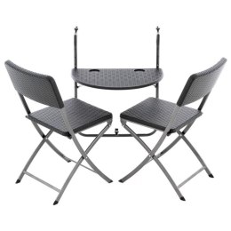 Zestaw wiszący stół i 2 krzesła w stylu rattanu, czarny