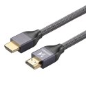 Kabel przewód HDMI 2.1 8K 60 Hz 48 Gbps 4K 120 Hz 2K 144 Hz 5 m srebrny