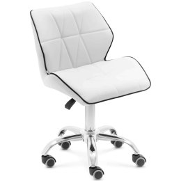Krzesło kosmetyczne obrotowe z oparciem na kółkach 45-59 cm ELGG - białe