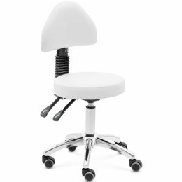 Krzesło kosmetyczne obrotowe z oparciem na kółkach 48-55 cm BULLE - białe