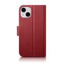 2w1 etui skórzany pokrowiec z klapką iPhone 14 Anti-RFID Wallet Case czerwony