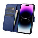 2w1 etui skórzany pokrowiec z klapką iPhone 14 Pro Max Anti-RFID Wallet Case niebieski