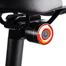 Lampka rowerowa tylna LED USB-C czerwone światło sensor STOP czarna