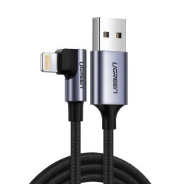 Kątowy kabel przewód do iPhone USB - Lightning MFI 2.4A 1m czarny