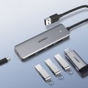 HUB Rozdzielacz portów USB - 4x USB 3.2 z portem zasilania micro USB szary