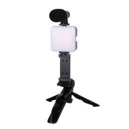 4w1 Statyw z mikrofonem lampą i pilotem do telefonu aparatu kamery do wideo rozmowy