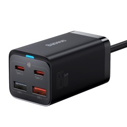 Szybka ładowarka sieciowa GaN3 Pro 2x USB-C / 2x USB 65W PD QC + kabel USB-C 1m czarny