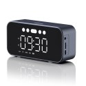 6w1 Zegarek budzik radio FM głośnik Bluetooth AUX czytnik kart TF SD srebrny