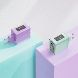 Ładowarka sieciowa GaN 65W 3 porty 1x USB 2x USB-C szara