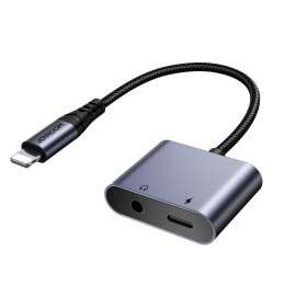 2w1 Adapter przejściówka do iPhone ładowarka + słuchawki Lightning / mini jack 3.5mm czarny