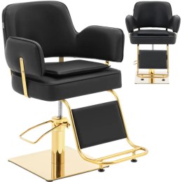 Fotel fryzjerski barberski kosmetyczny z podnóżkiem Physa OSSETT - czarno - złoty