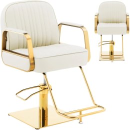 Fotel fryzjerski barberski kosmetyczny z podnóżkiem Physa STAUNTON - kremowo - złoty
