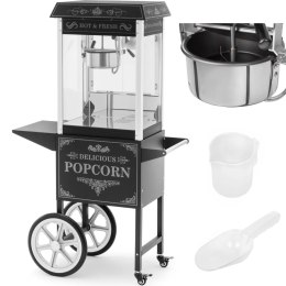 Profesjonalna maszyna do popcornu na wózku z oświetleniem RETRO 88 l 1600 W czarna