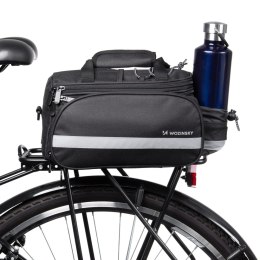 Torba rowerowa na bagażnik z kieszeniami i paskiem na ramię 27L czarna