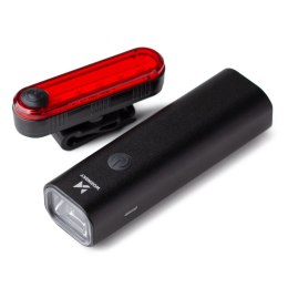 Zestaw lampek rowerowych przednia i tylna USB-C czarny