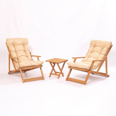 Zestaw krzeseł ogrodowych i stół, buk, brązowy i kremowy