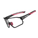Okulary rowerowe fotochromowe z ramką i filtrami UV 400 UVA i UVB czarno-czerwone