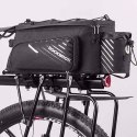 Torba rowerowa na bagażnik z kieszeniami i odblaskami - czarna