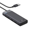 HUB adapter rozdzielacz portów 4x USB-A 3.0 i kablem zasilającym USB-A czarny