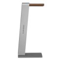 Stojak na słuchawki stojący na biurko z aluminium i drewna srebrny