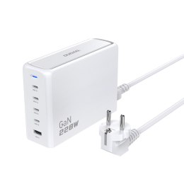 Ładowarka sieciowa stacja ładowania GaN 1x USB-A 4x USB-C PD 228W z kablem 1.5m biała