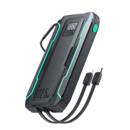 Powerbank terenowy Outdoor 10000mAh z wbudowanymi kablami USB-C i Lightning czarny