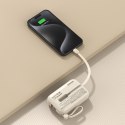 Powerbank 10000mAh z kablami USB-C / iPhone Lightning beżowy
