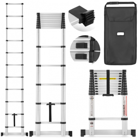 DRABINA TELESKOPOWA ALUMINIOWA przystawna do 320cm do 150 kg