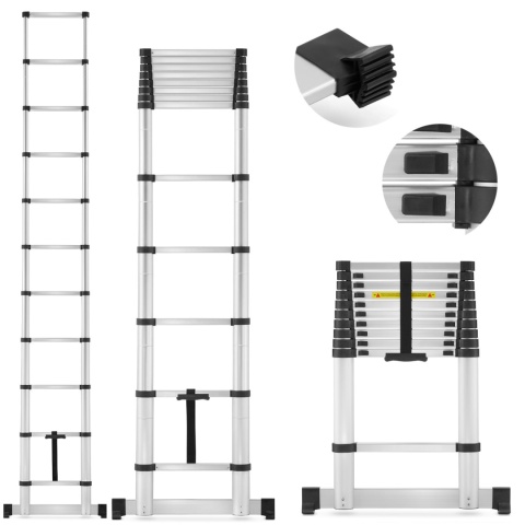 DRABINA TELESKOPOWA ALUMINIOWA przystawna do 320cm do 150 kg