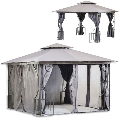 PAWILON / ALTANA ogrodowa 3x4m EXCLUSIVE GREY moskitiera + ścianki