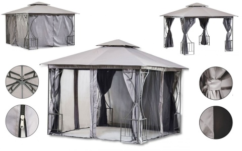 PAWILON / ALTANA ogrodowa 3x4m EXCLUSIVE GREY moskitiera + ścianki
