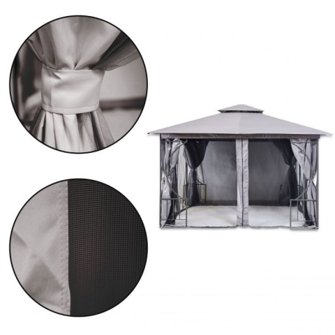 PAWILON / ALTANA ogrodowa 3x4m EXCLUSIVE GREY moskitiera + ścianki